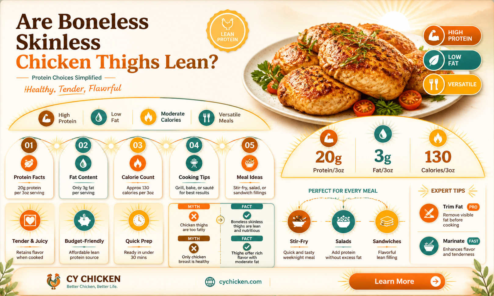 are boneless skinless chicken thigns considered lean protein