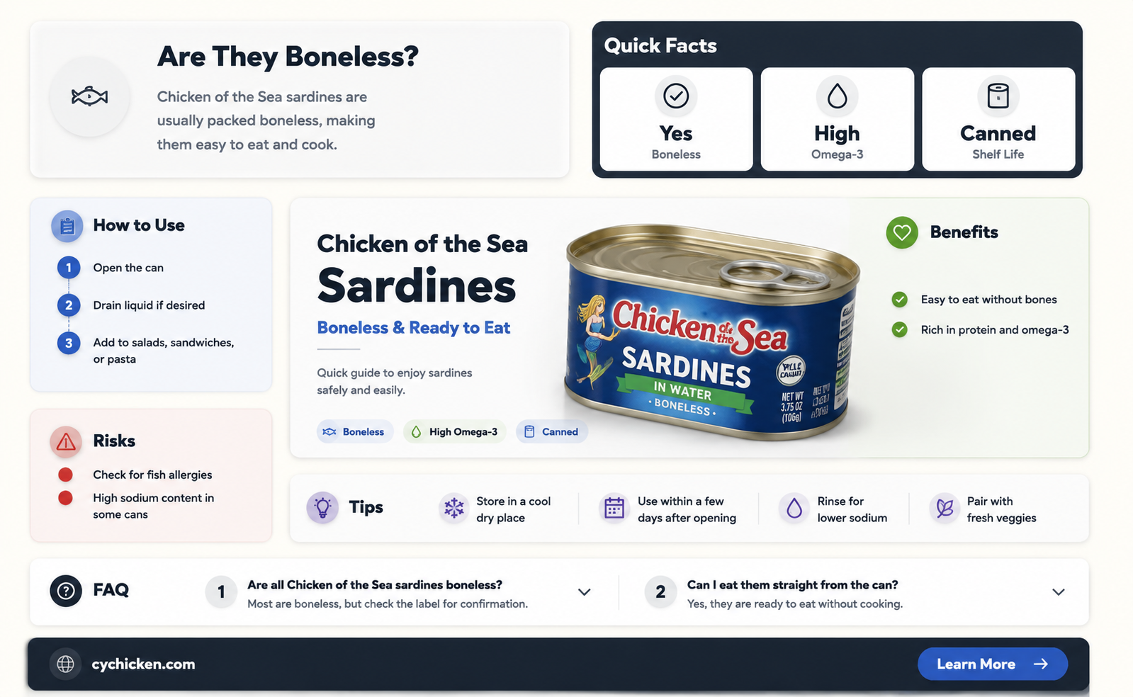 are chicken of the sea sardines boneless