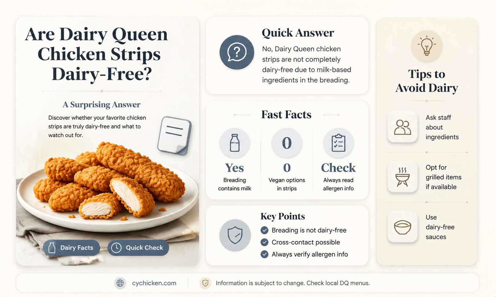 are dairy queen chicken strips dairy free