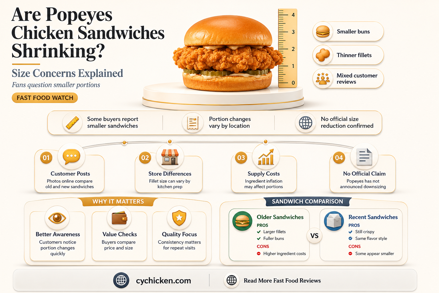 are the new popeyes chicken sandwiches smaller