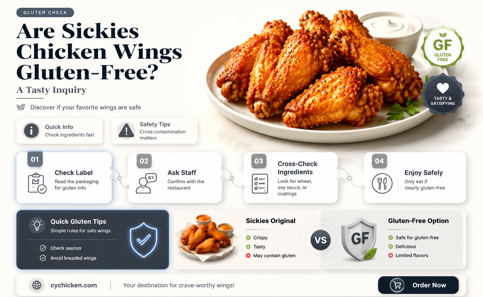 are chicken wingg at sickies gluten free