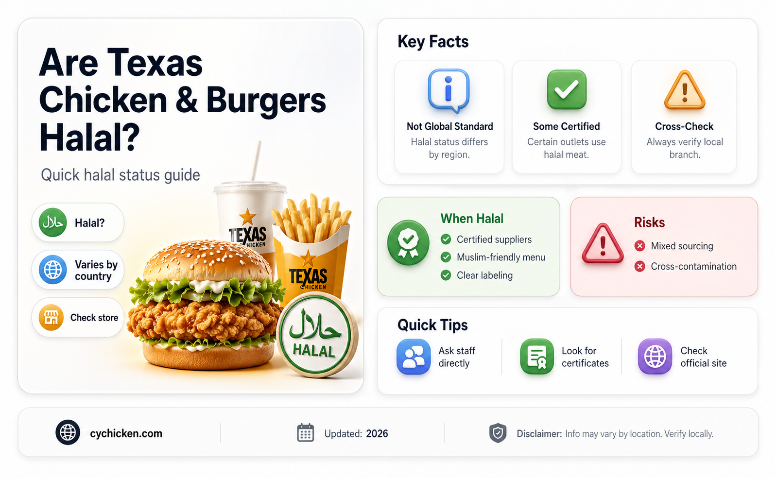 are all texas chicken and burgers halal