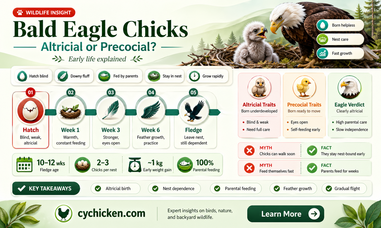 are bald eagle chicks altricial or precocial