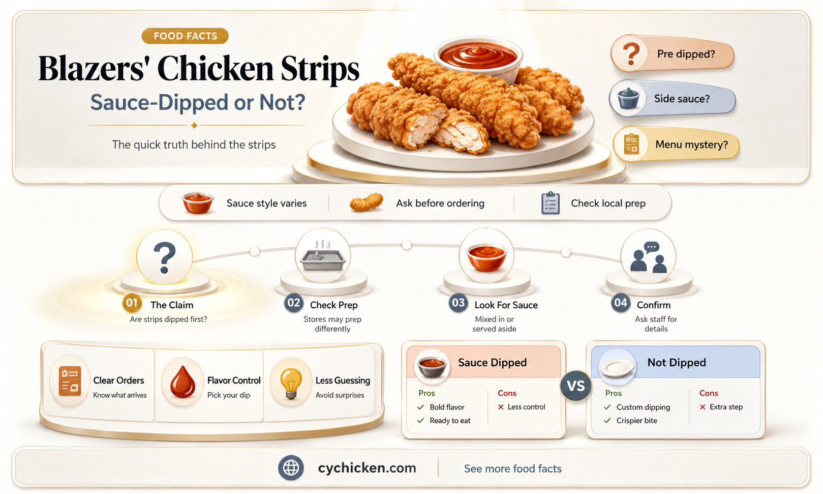 are the chicken strips dipped in sauce at blazers