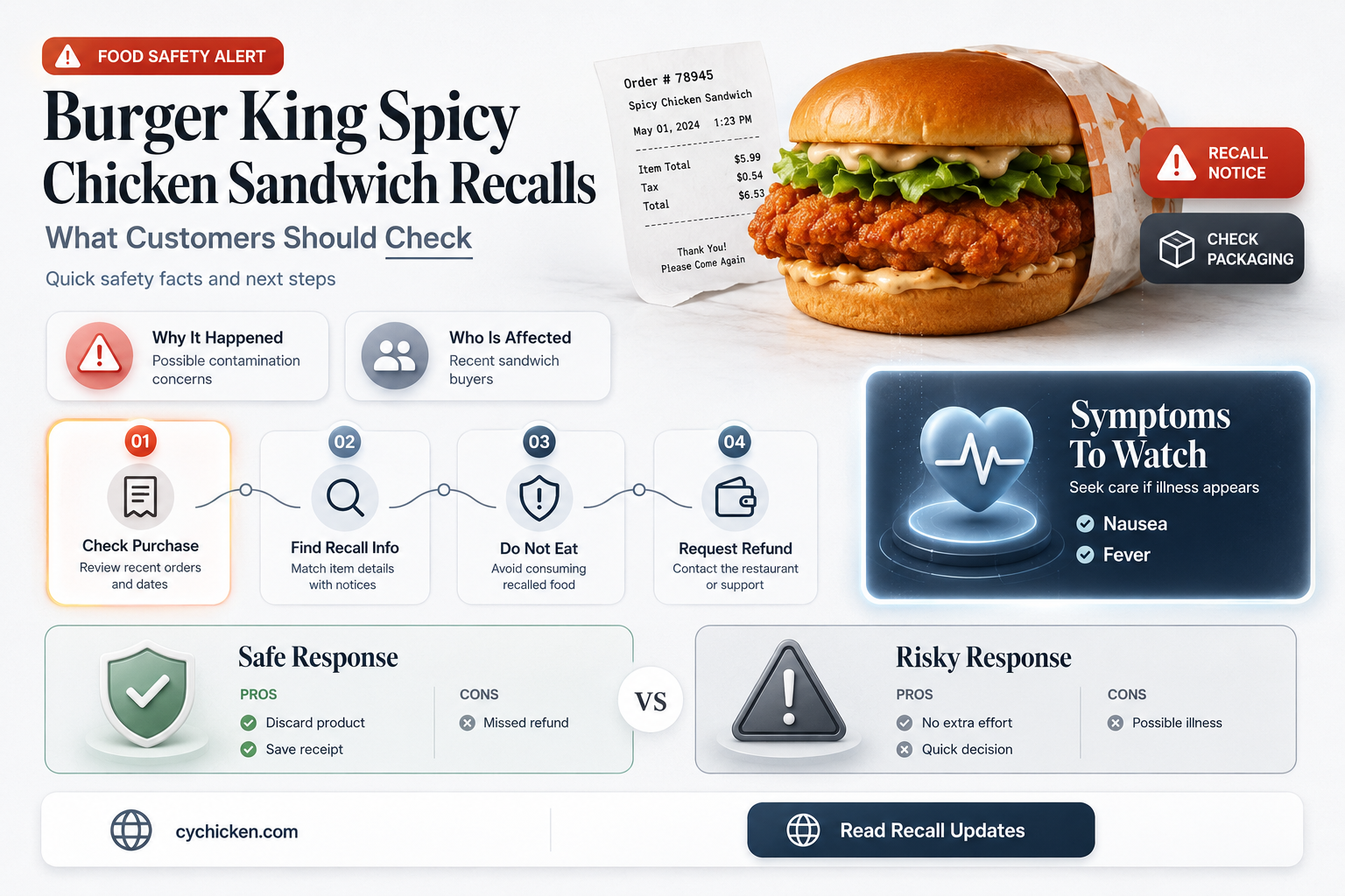 are there any recalls on burger king spicy chicken sandwiches