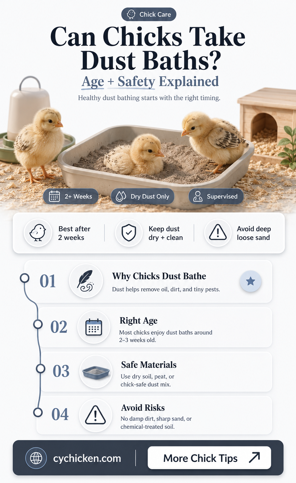 are chicks too young for dust baths