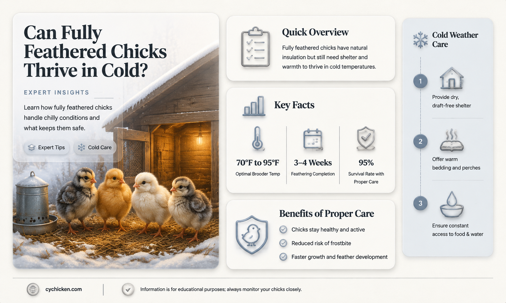are cold temps fine for fully feathered chicks