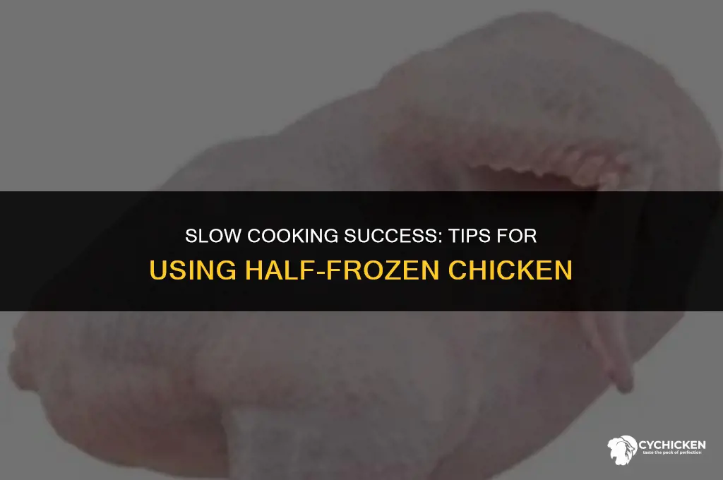 can you put half frozen chicken in slow cooker