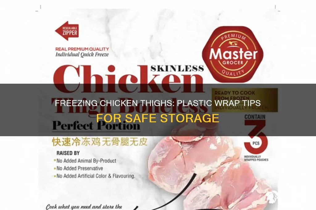can you use plastic wrap on chicken thighs before freezeing