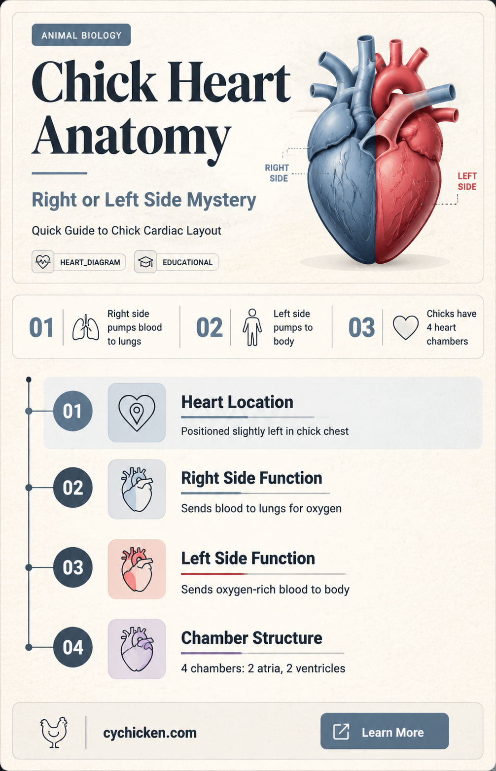 are chick hearts on right or left