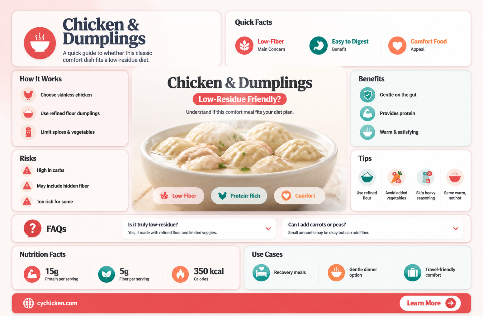 are chicken and dumplings considered low residue