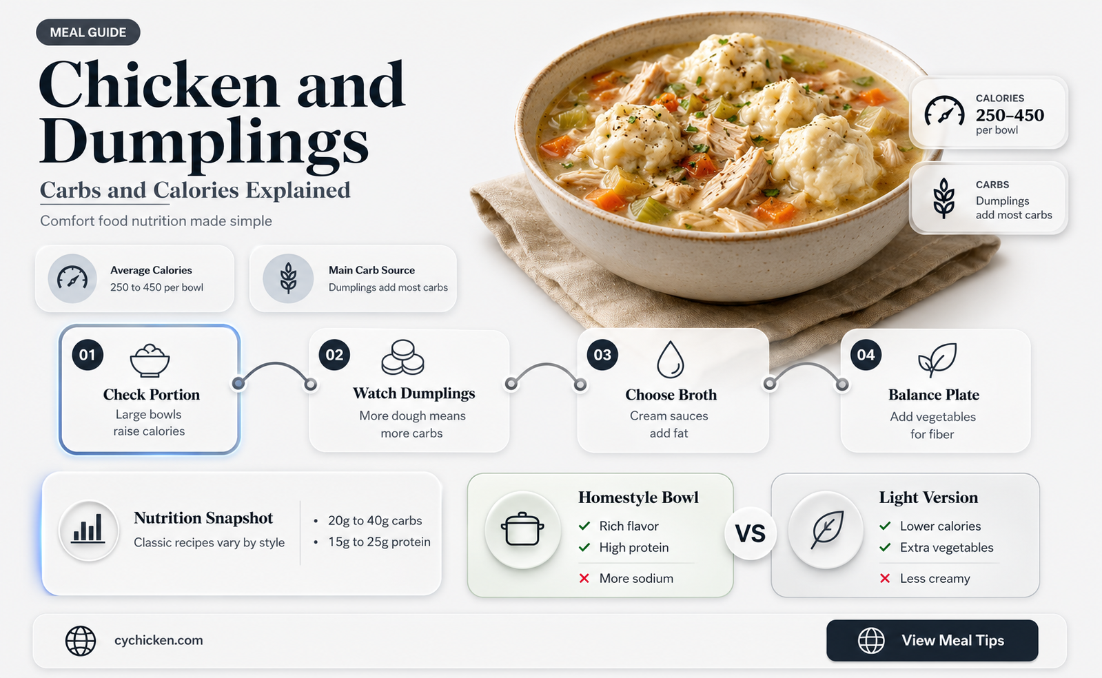 are there alot of carbs in chicken and dumplings