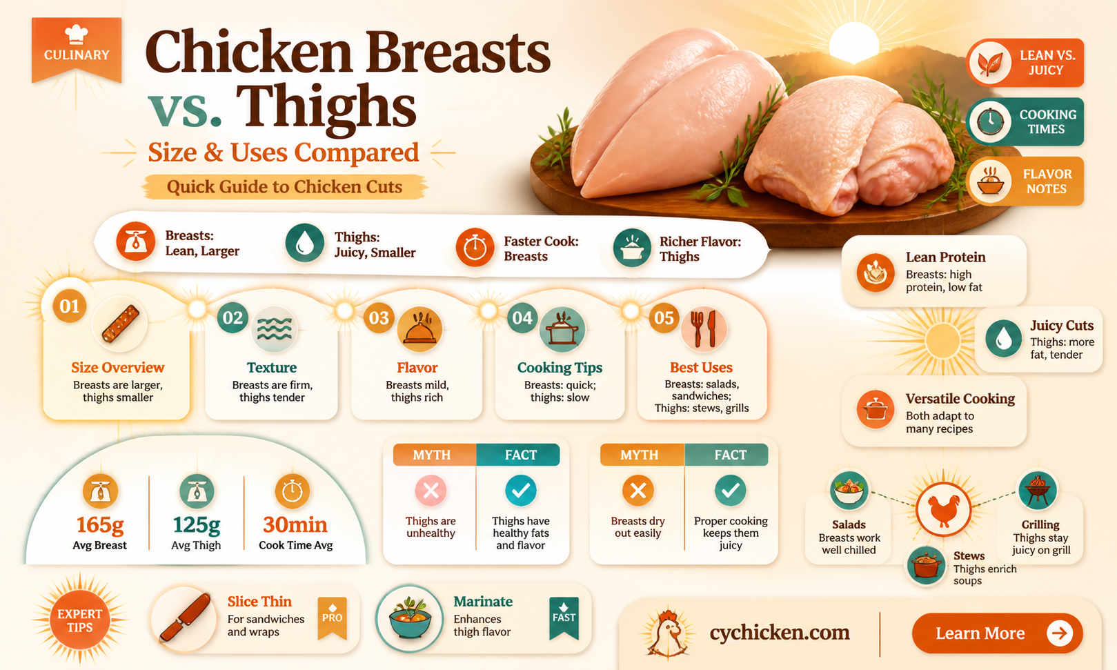 are chicken breasts bigger than thighs