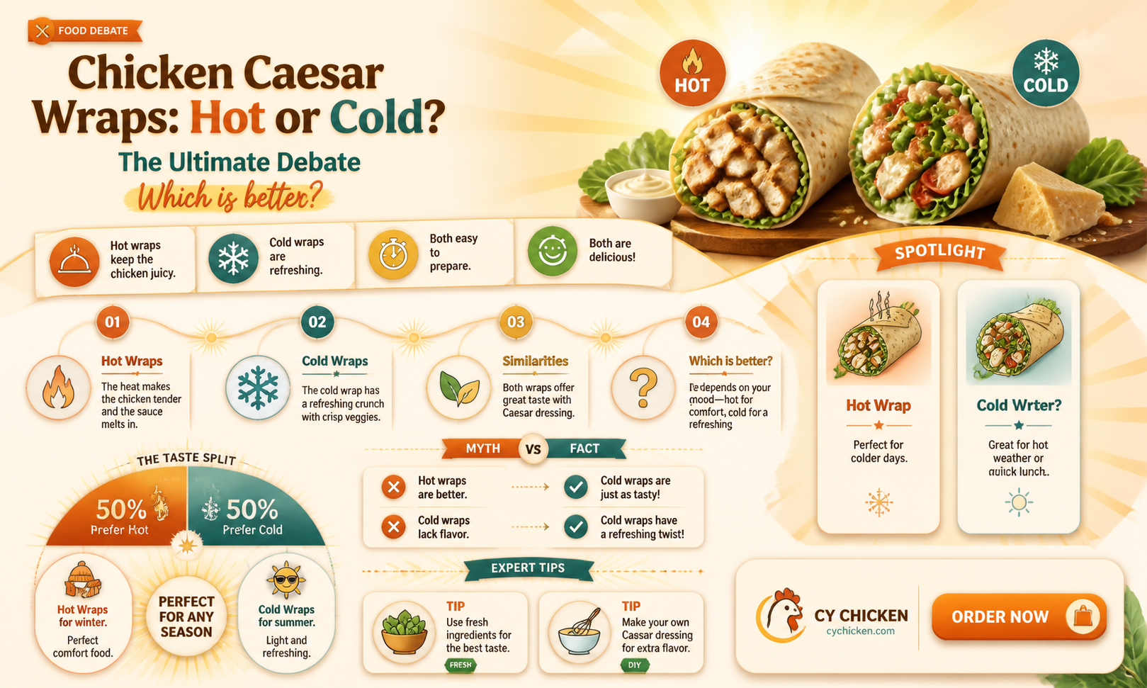 are chicken caesar wraps hot or cold