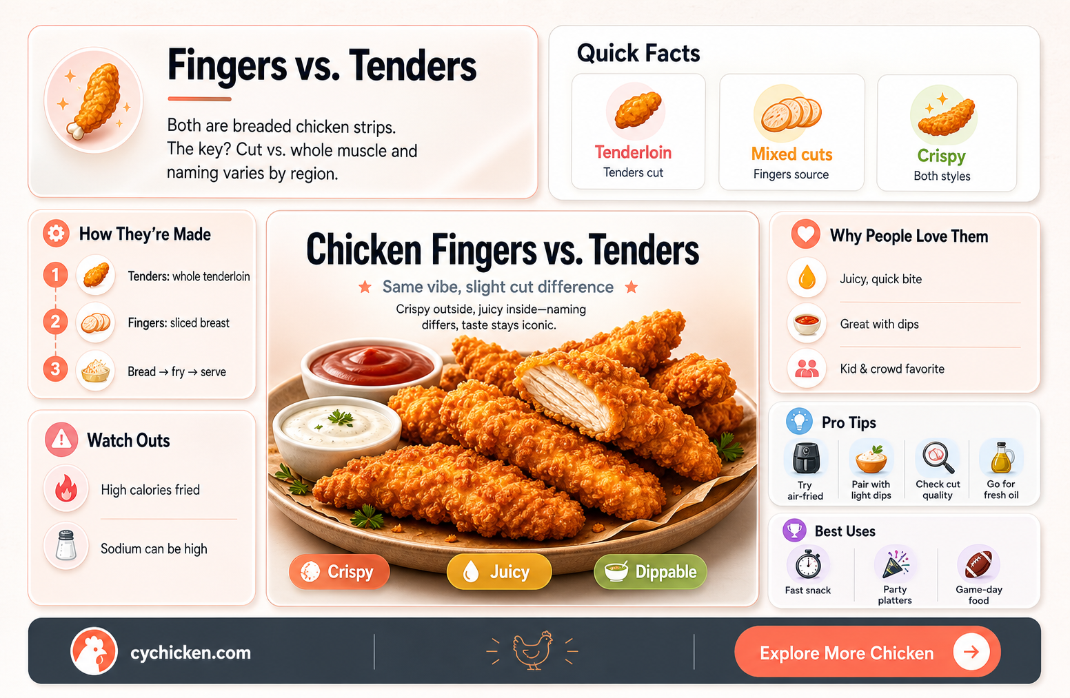 are chicken fingers the same as chicken tenders