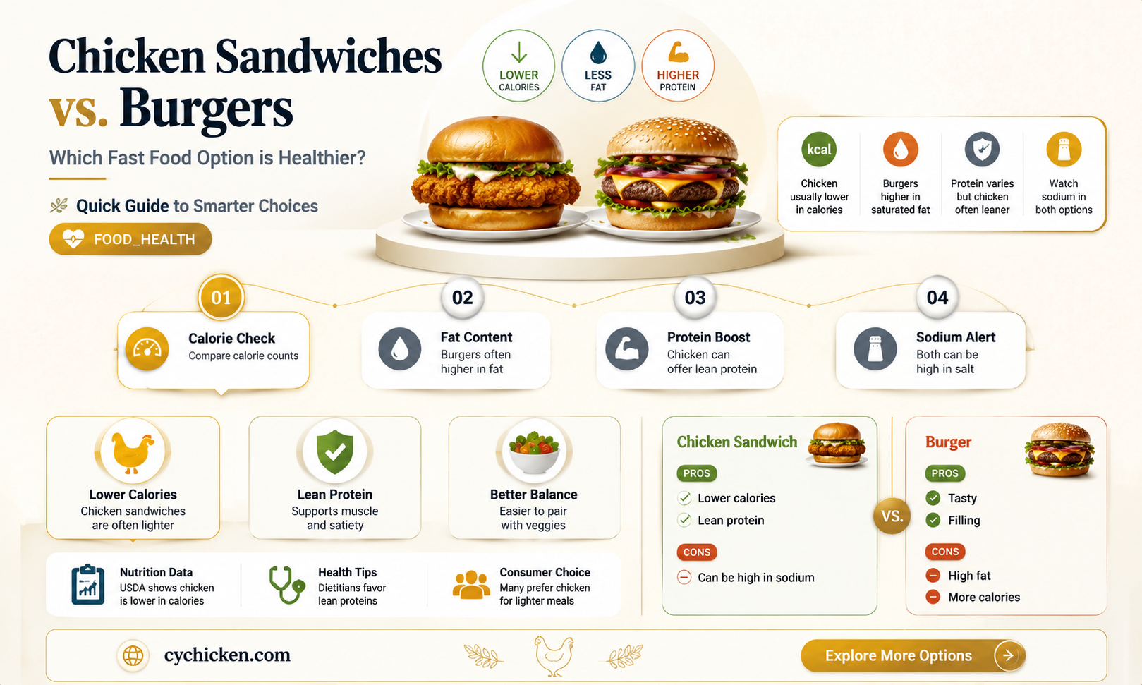 are chicken sandwiches healthier than burgers