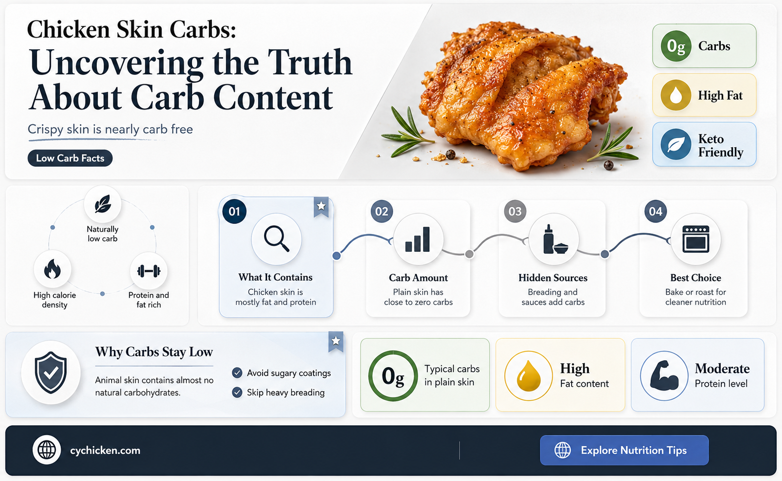 are there any carbs in chicken skin
