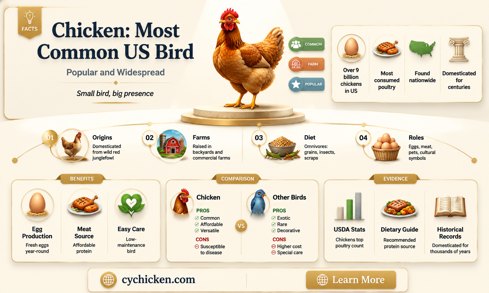are chicken the moast coman bird in the us