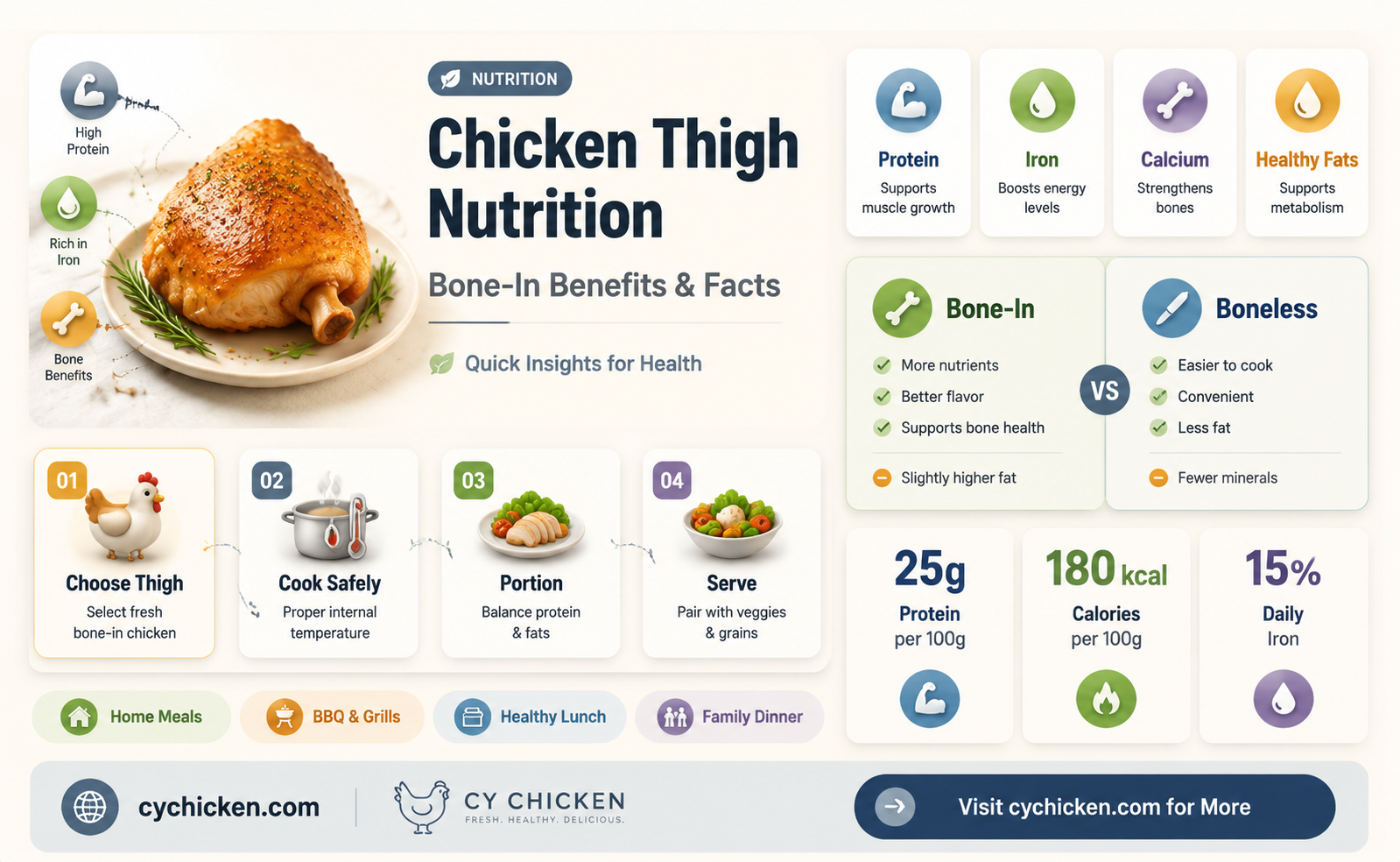 are chicken thigh nutrition facts with bone