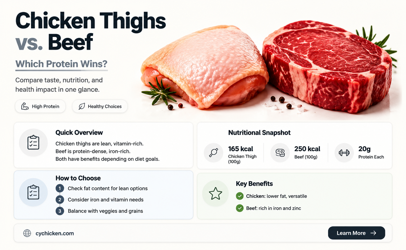 are chicken thighs healthier than beef
