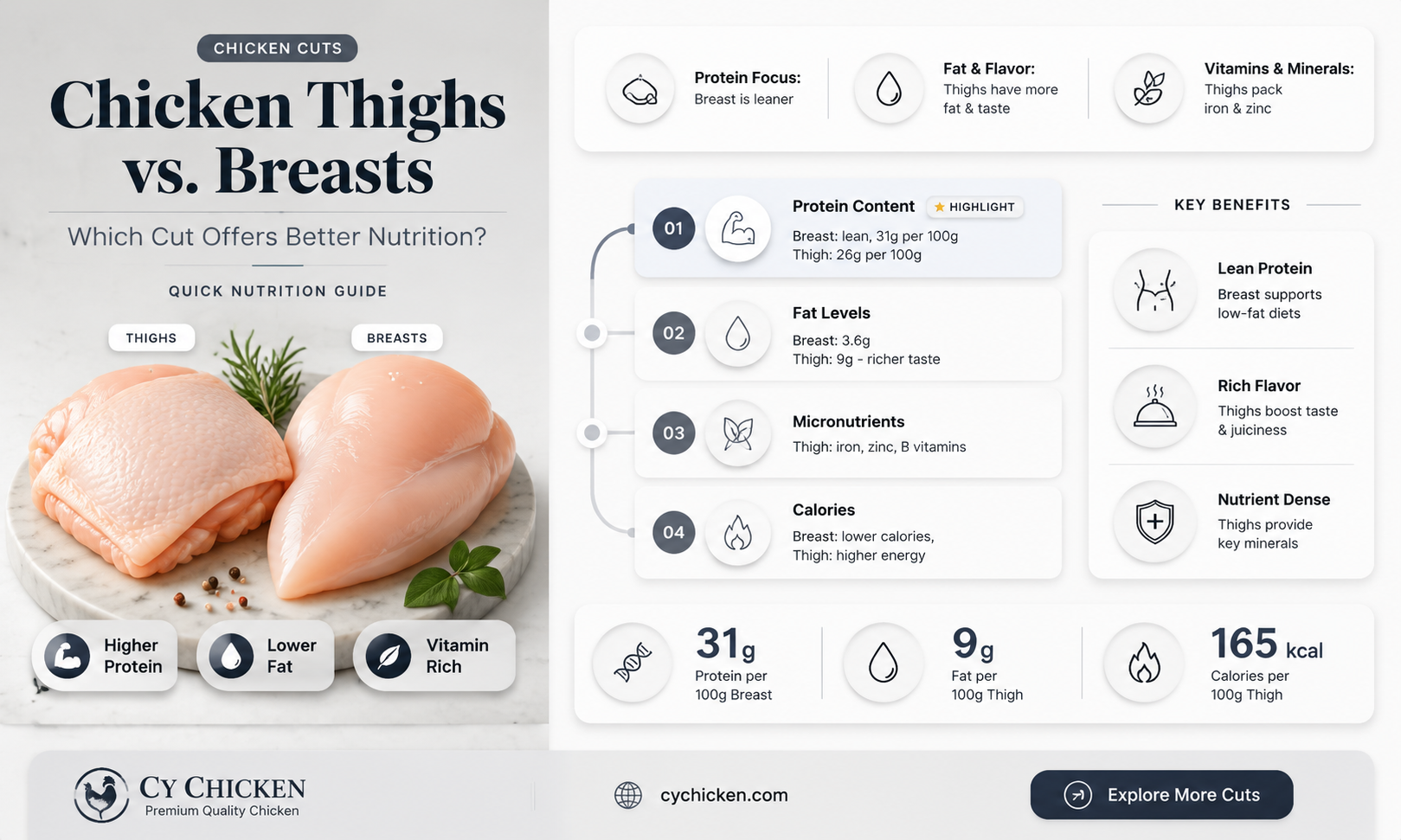 are chicken thighs more nutritious than breasts
