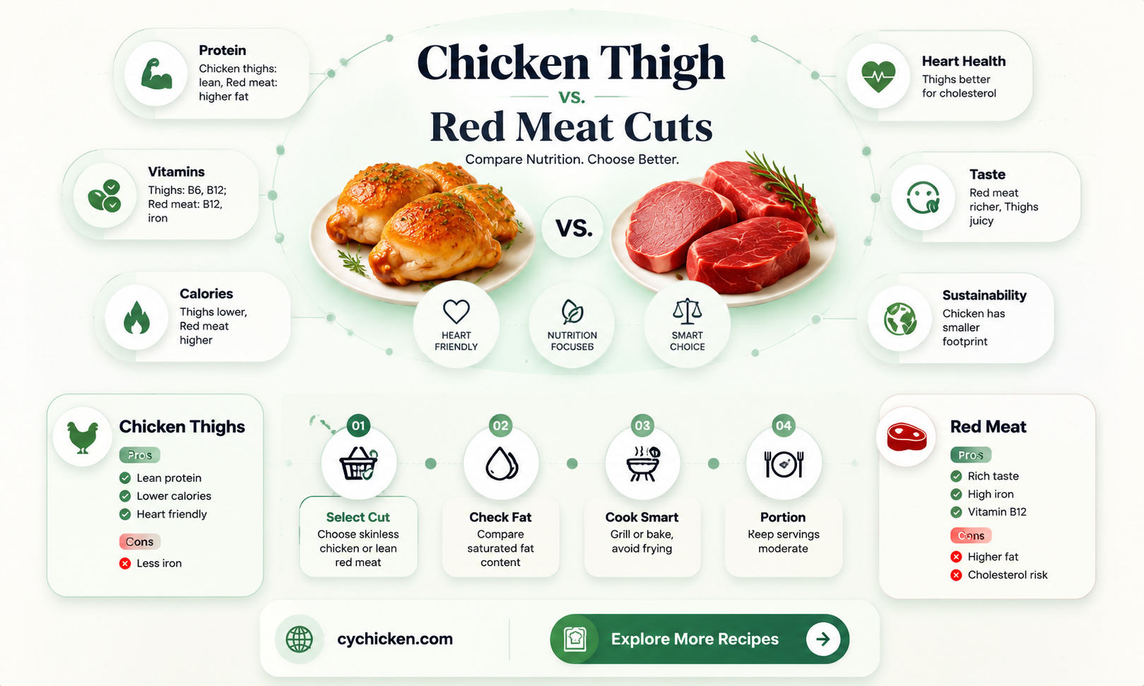 are chicken thighs healthier than red meat
