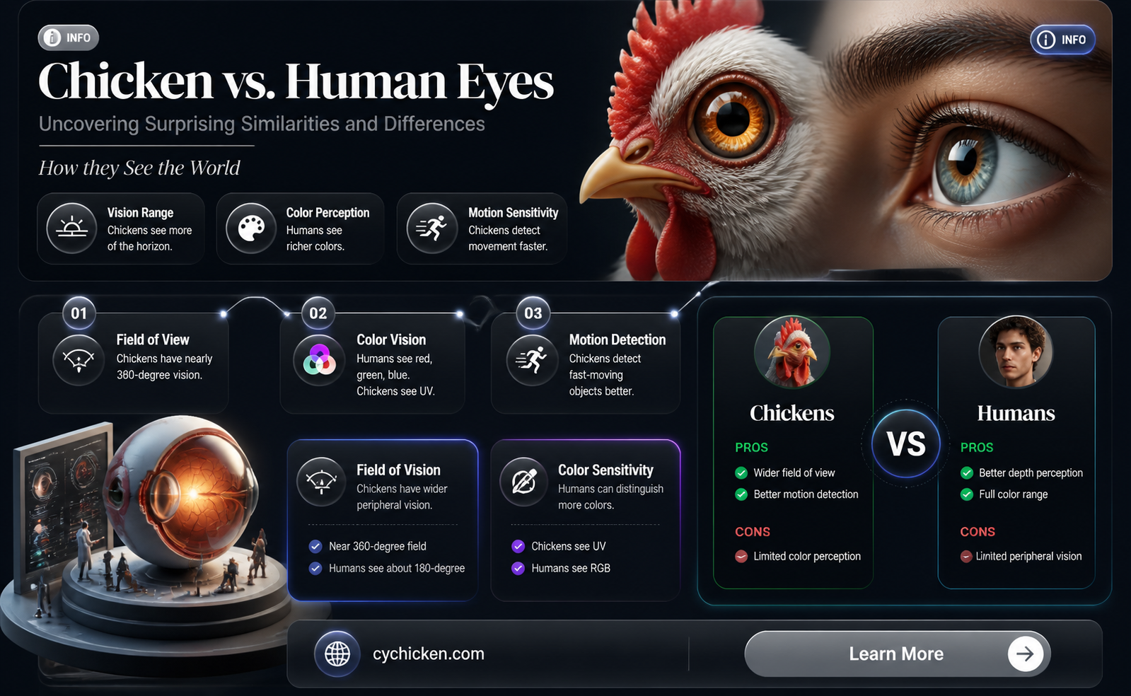 are chicken eyes the same as human eyes