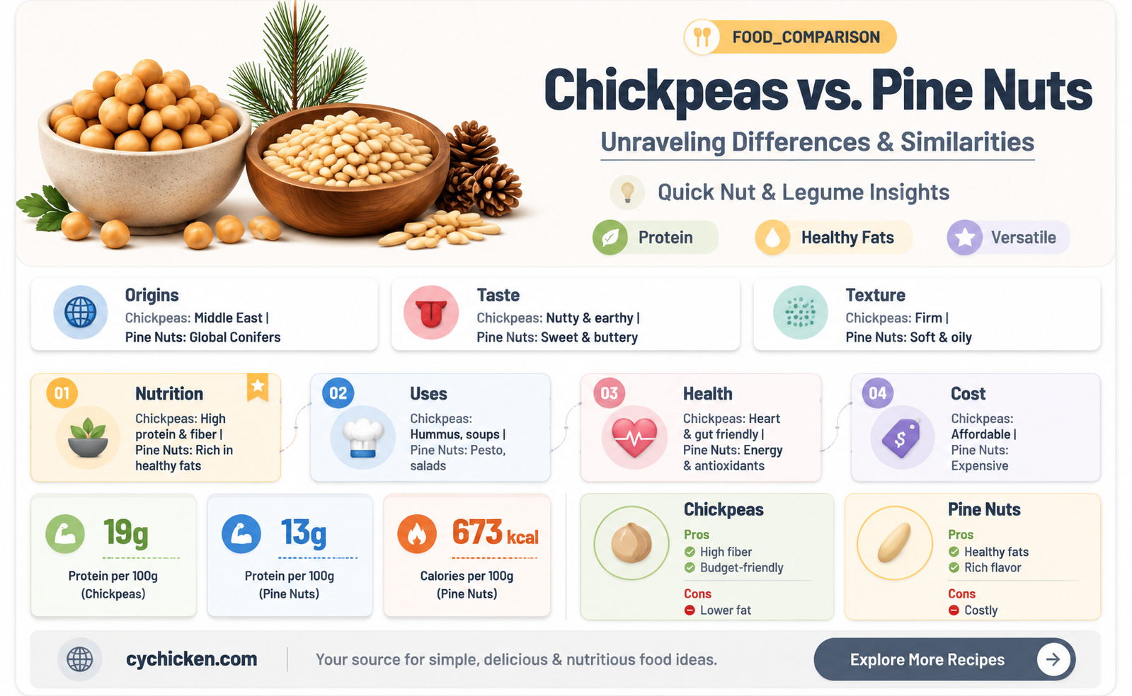 are chick peas and pine nuts the same