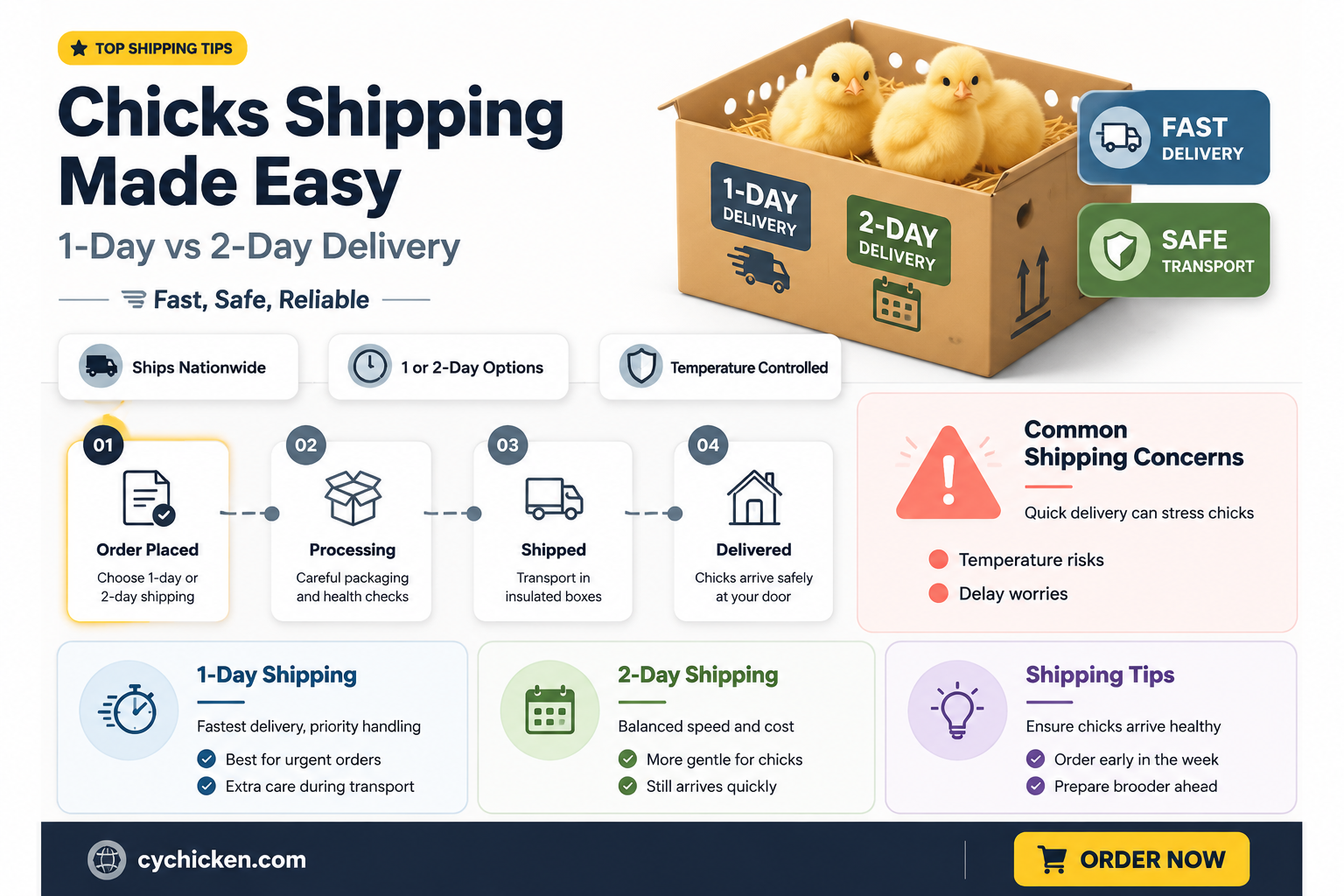 are chicks 1 or 2 day shipping
