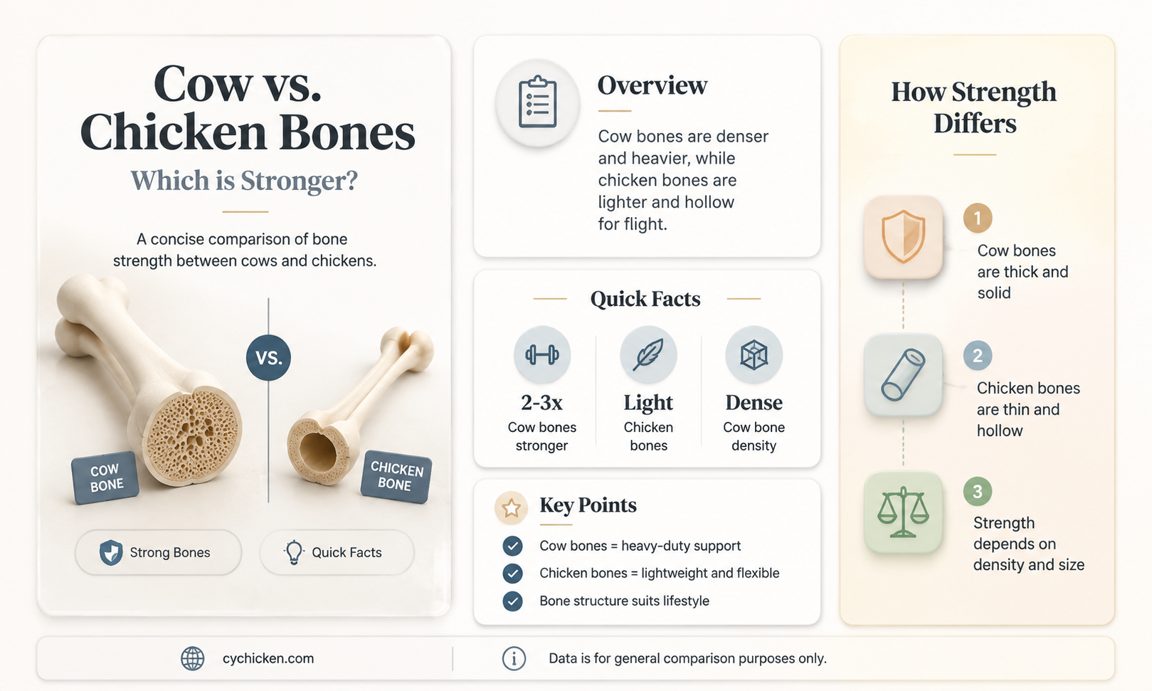 are cow bones stronger than chicken bones