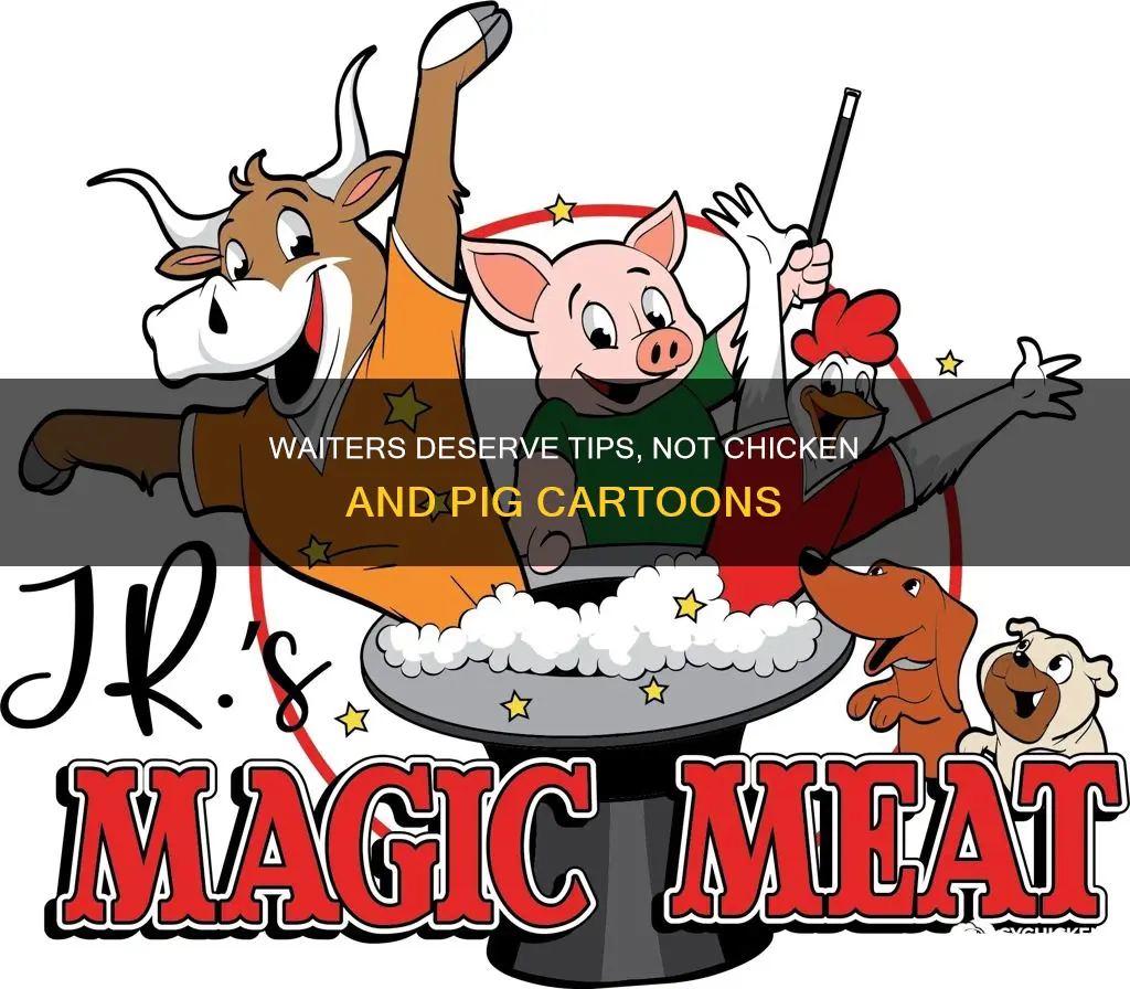 did you tip the waiter chicken and pig restaurant cartoon