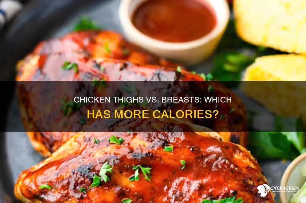 do chicken thighs have more carolies than breasts