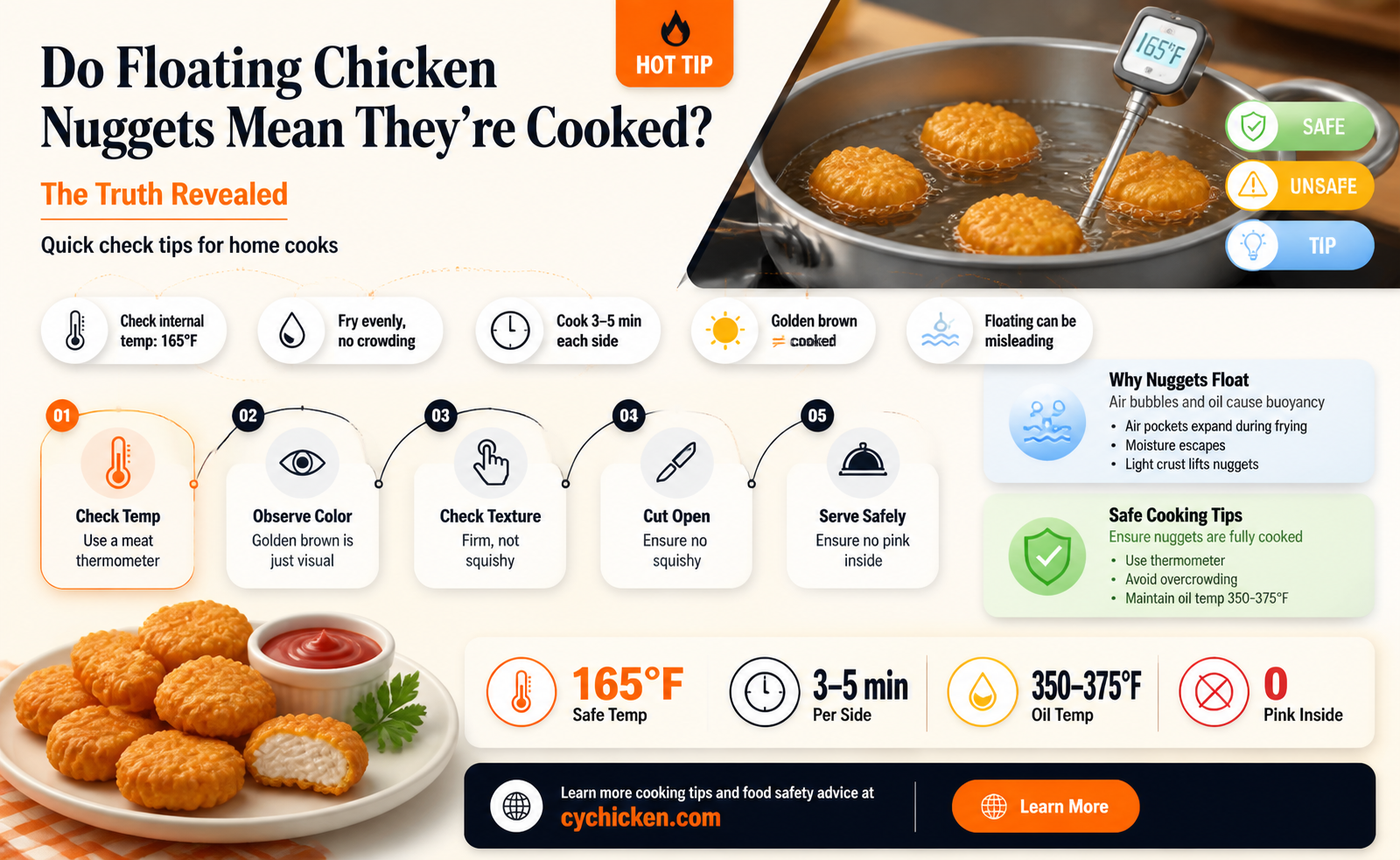 are chicken nuggets done once they start to float