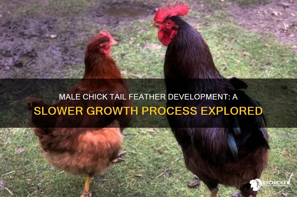 do male chicks develop tail feathers more slowly