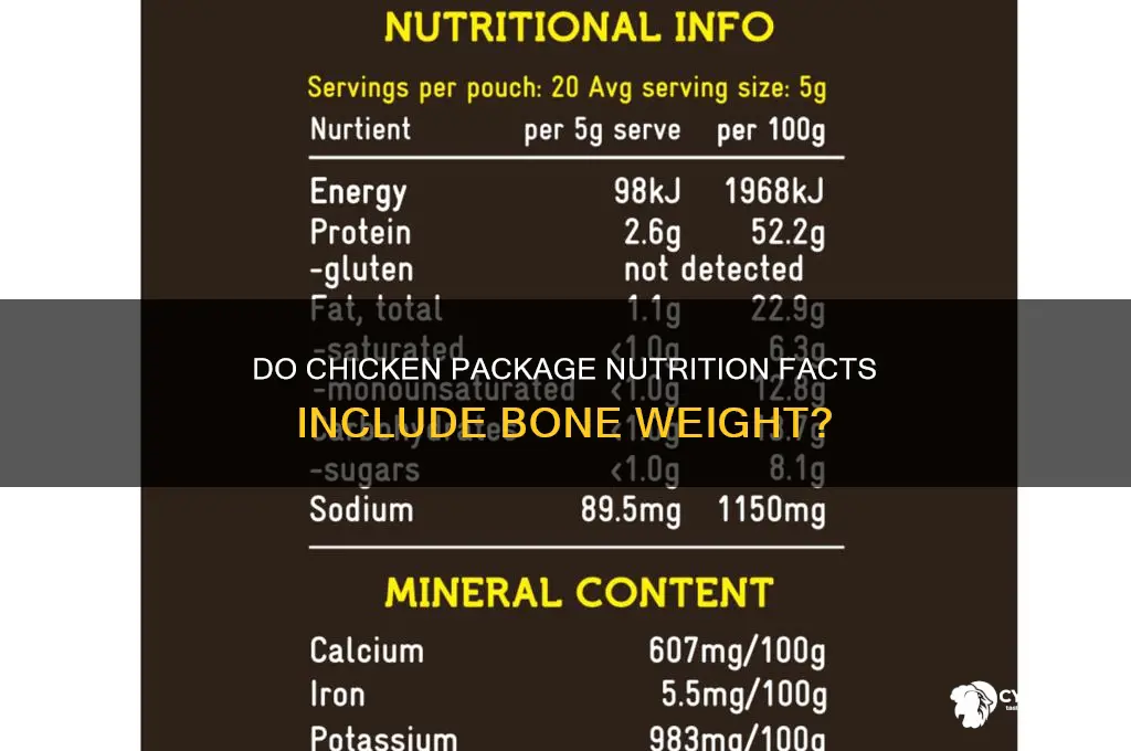 do nutrition facts on chicken package include bone