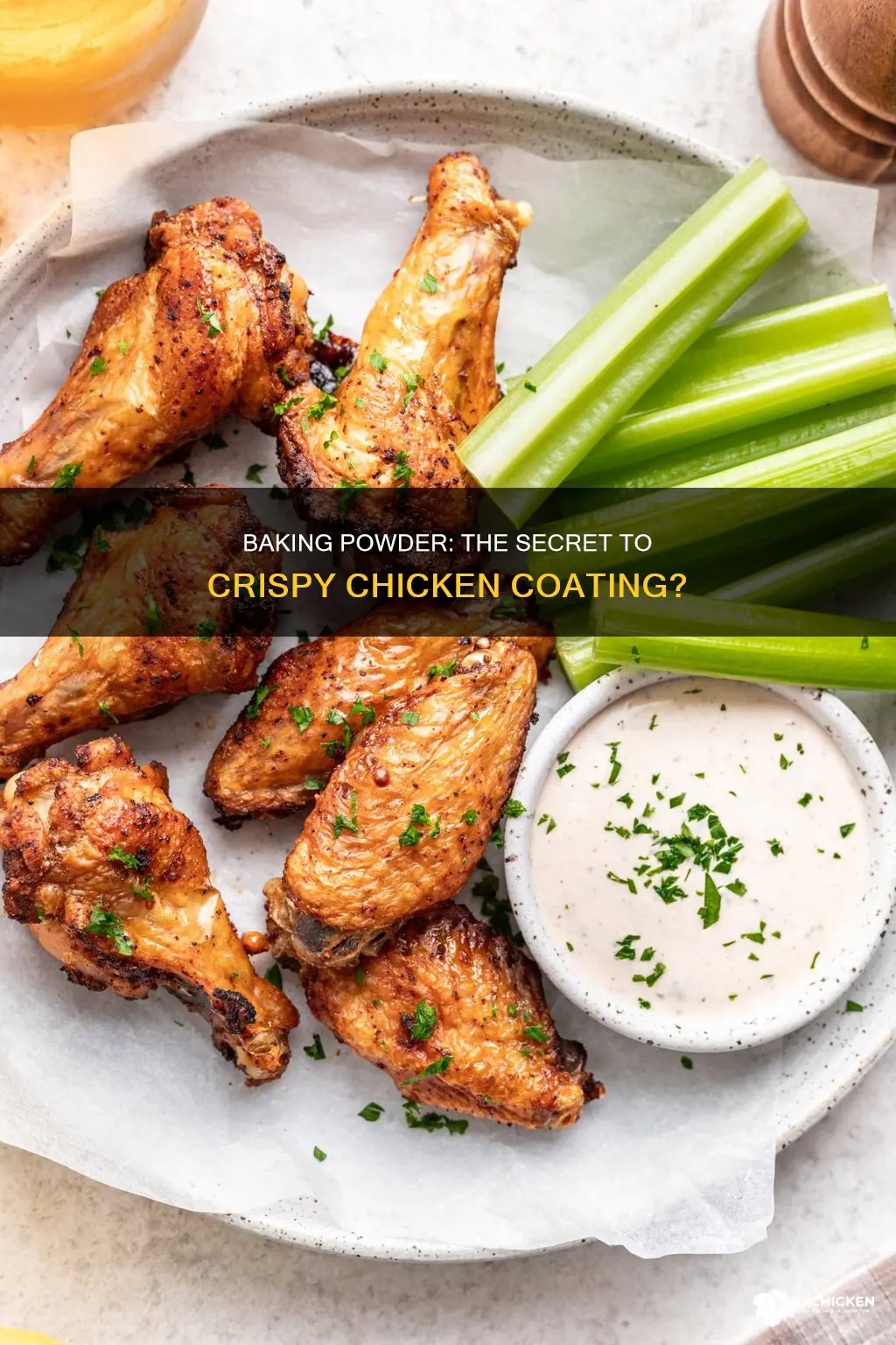 does baking powder help keep the coating on chicken