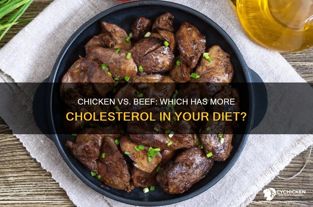 does chicken or beef have more cholesterol