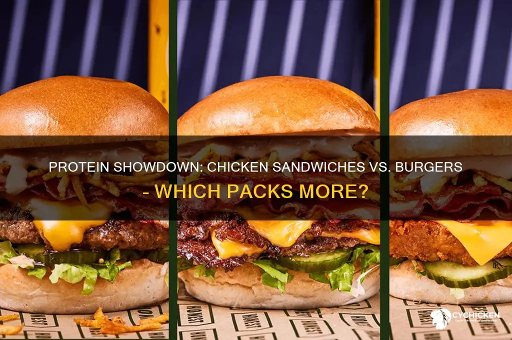 does chicken sandwhiches or burgers have more protein