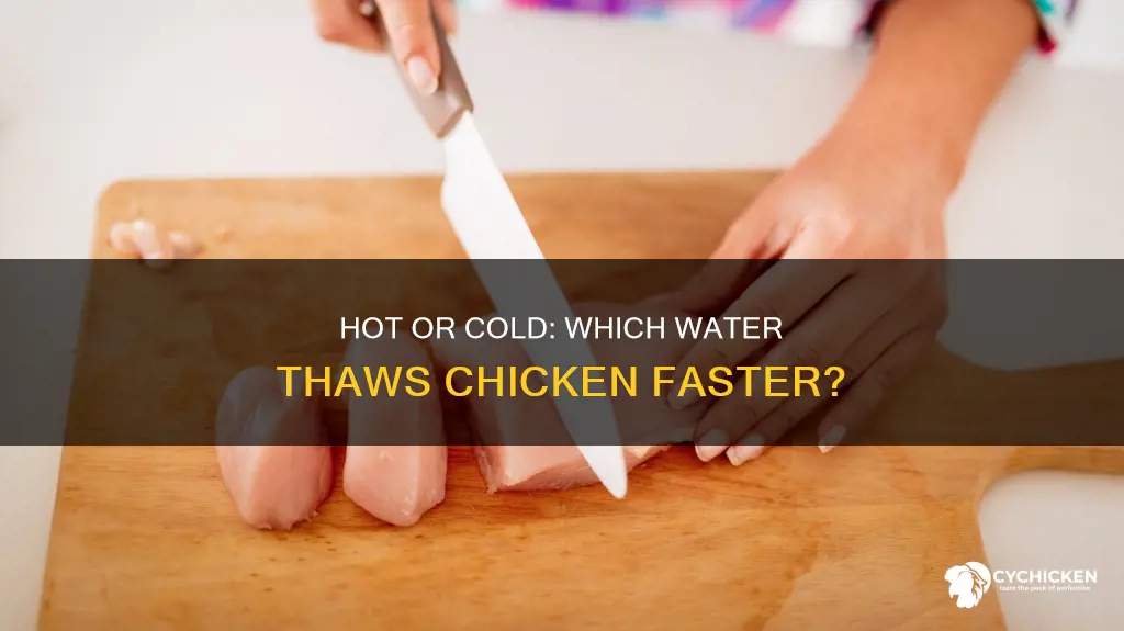 does chicken thaugh faster with hot or cold water
