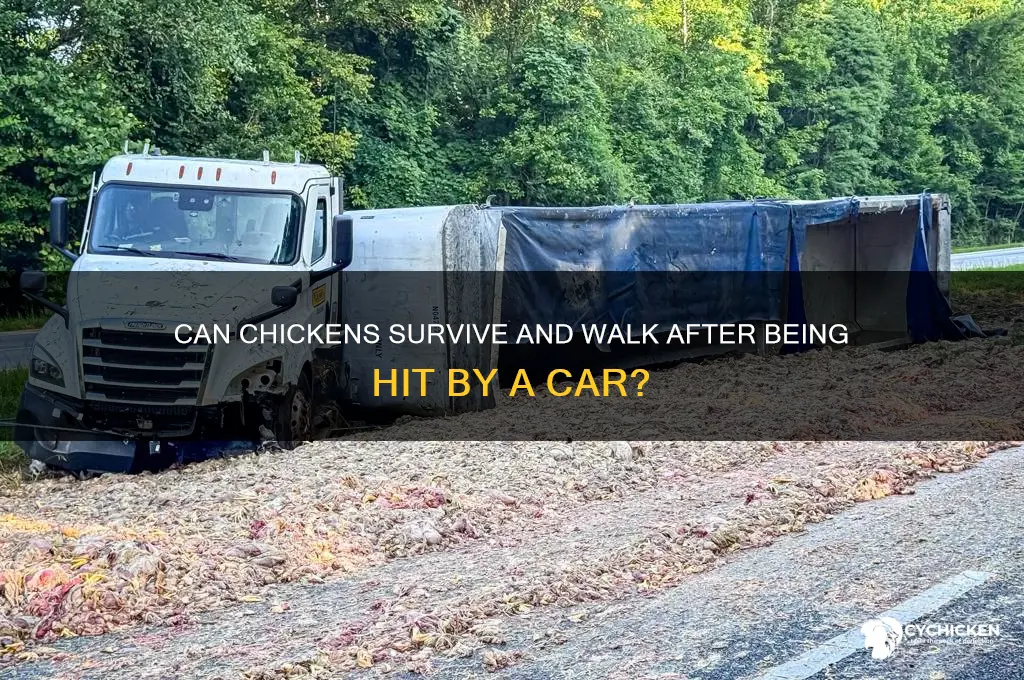 does chicken walk when chicken hit by car