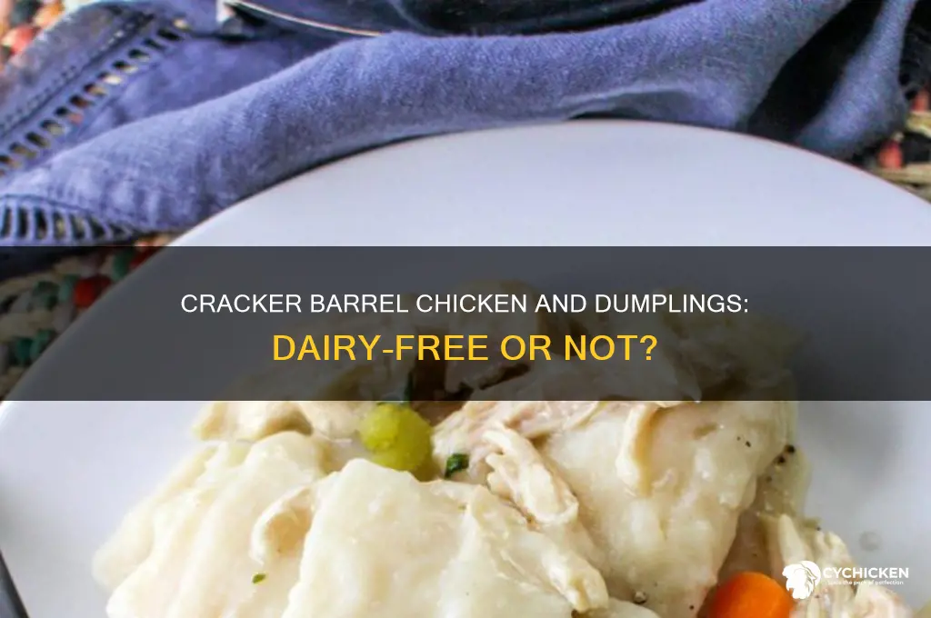 does cracker barrel chicken and dumplings have dairy