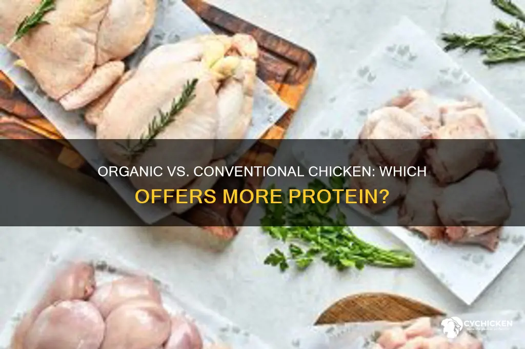 does organic chicken have more protein than conventional