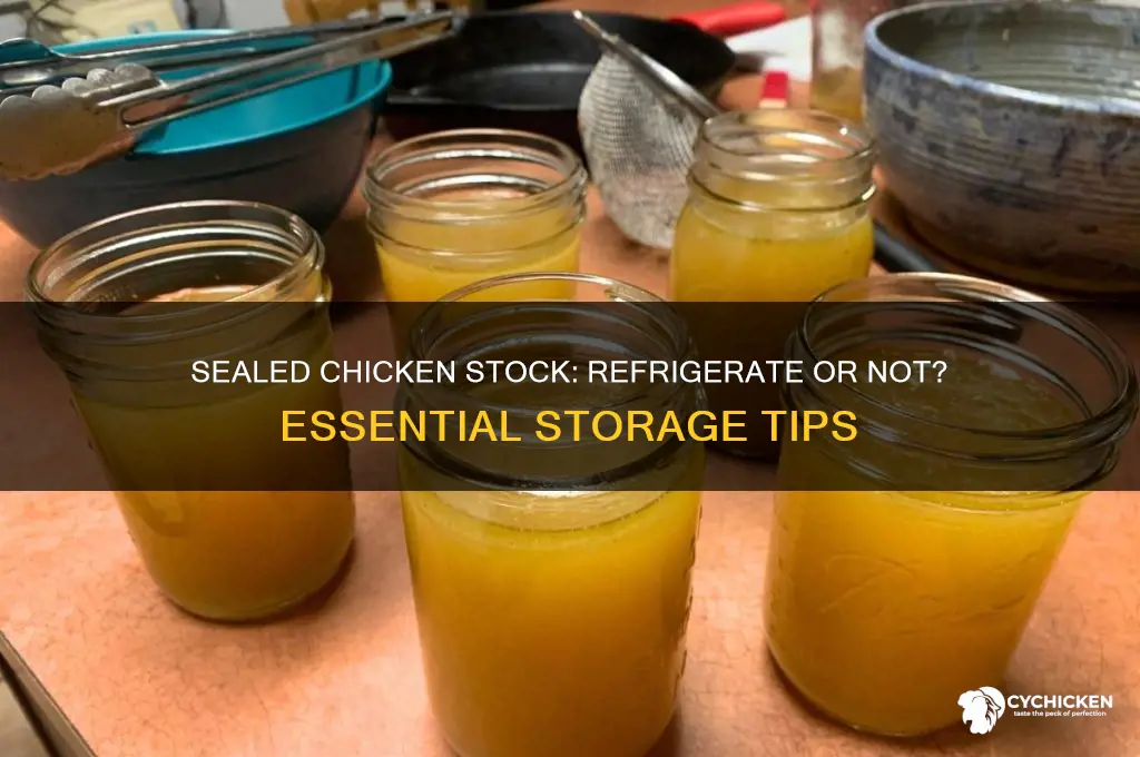 does sealed chicken stock need to be refrigerated