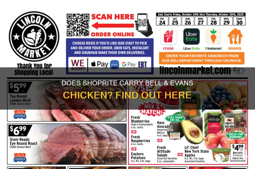 does shoprite sell bell and evans chicken