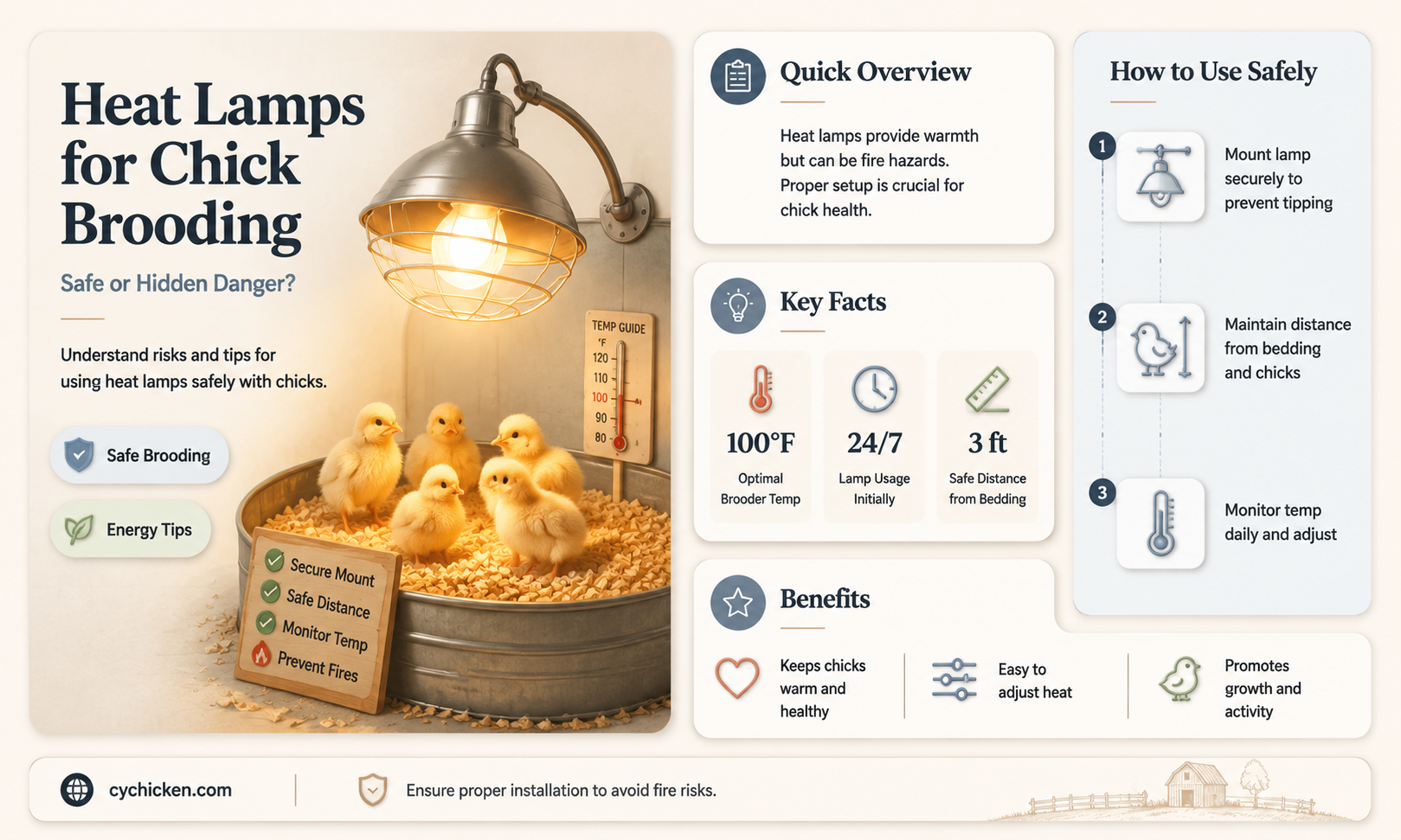 are heat lamps for chick brooding dangerous