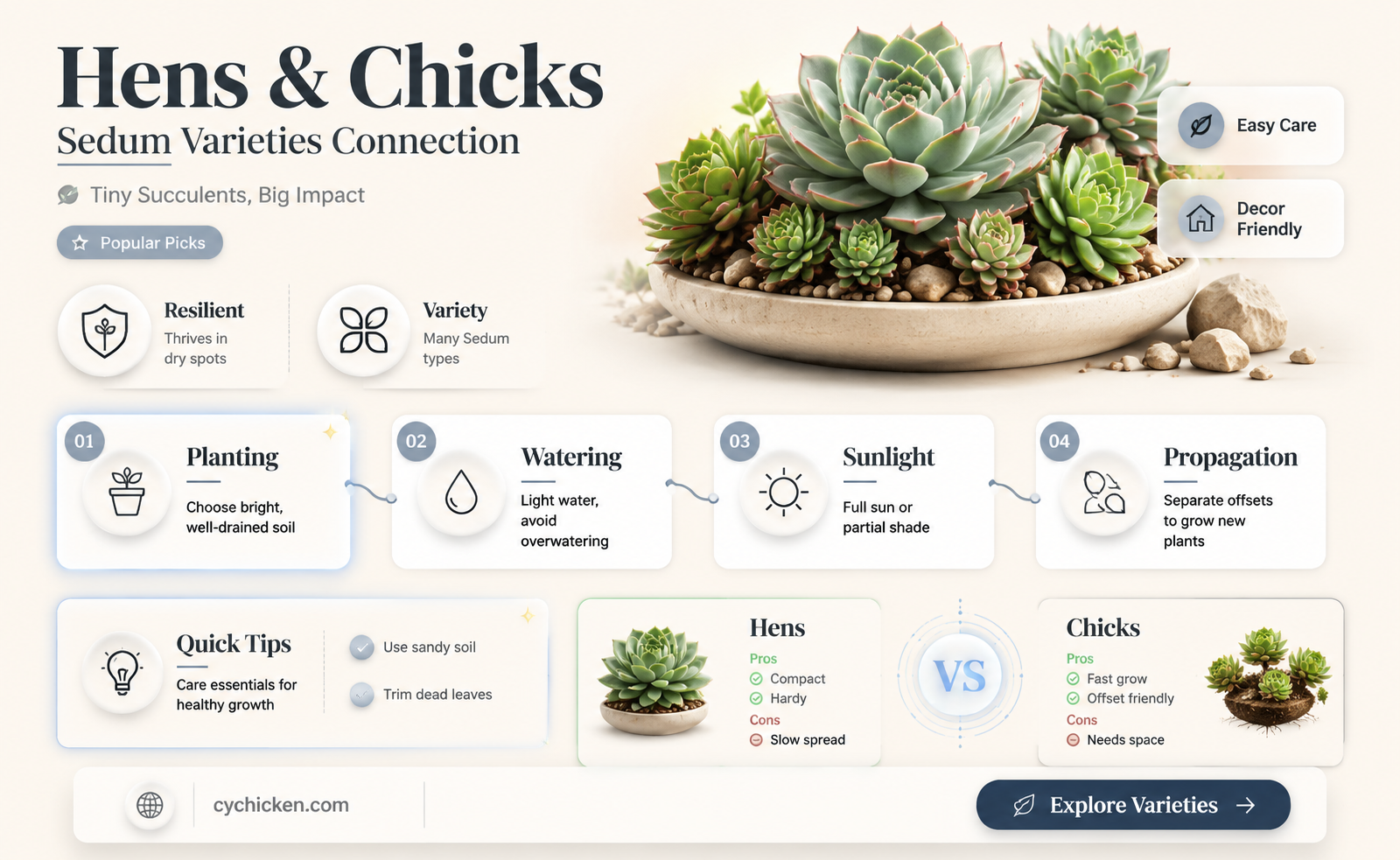 are hens and chicks a type of sedum