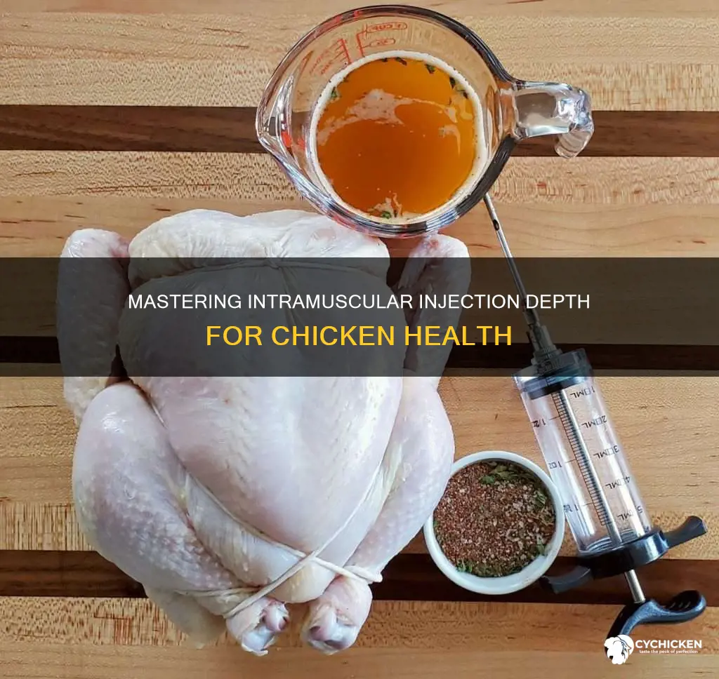 how deep should an im injection go for a chicken