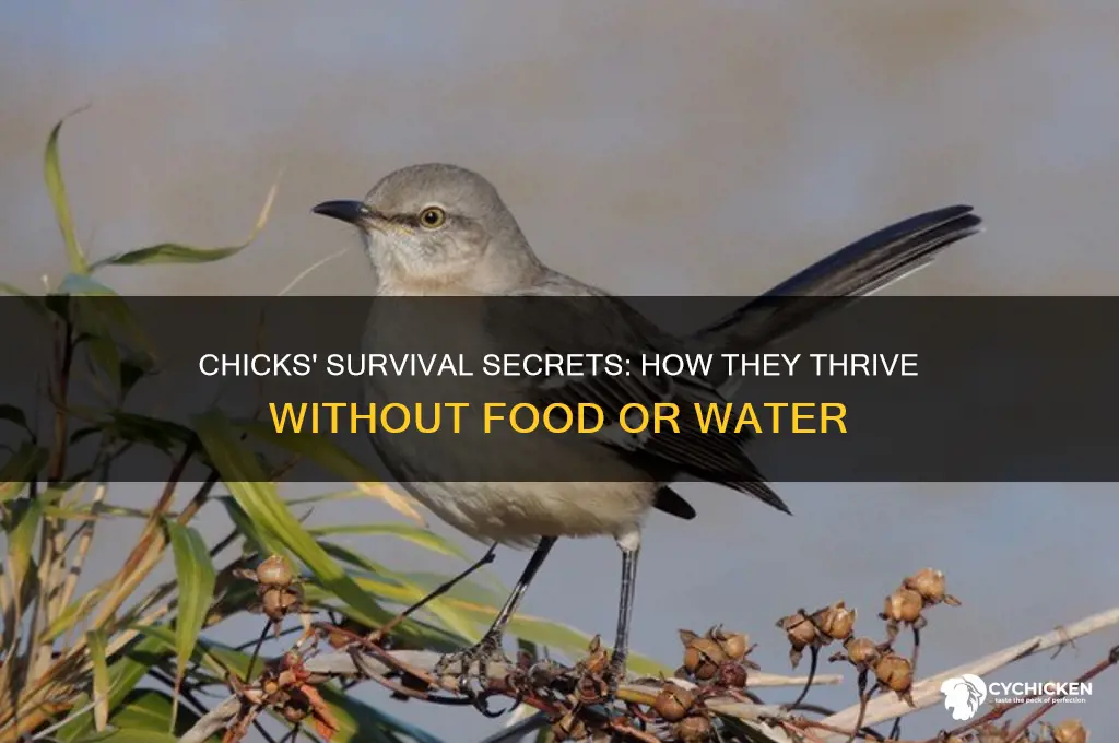 how do chicks survive without food or water