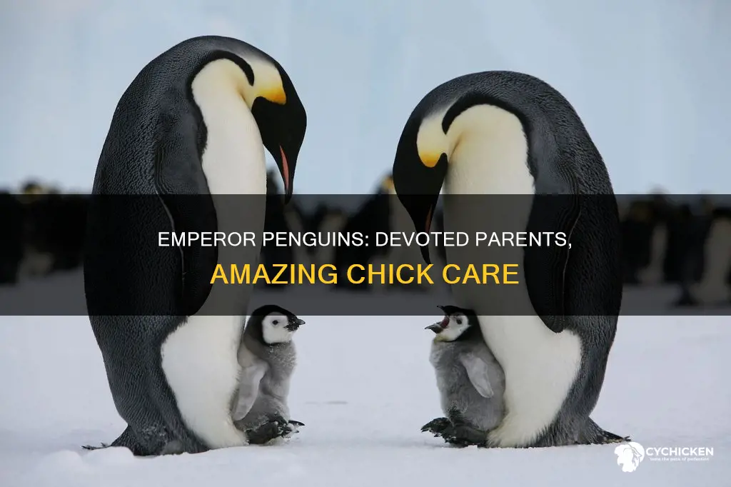 how do emperor penguins take care of their chicks