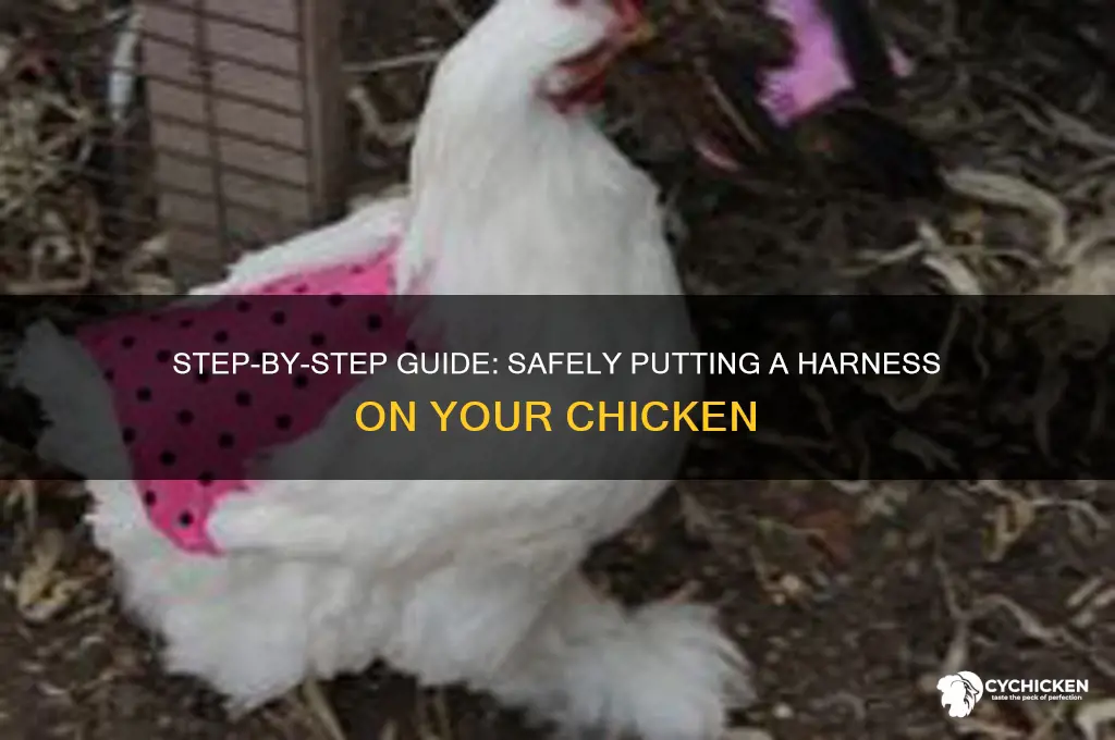how do you put on a chicken harness